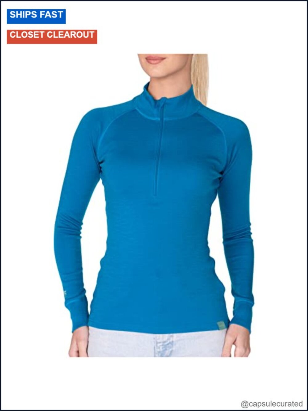 100% Merino Wool Half Zip Thermal Turtleneck Midweight Base Layer Top, Fitted